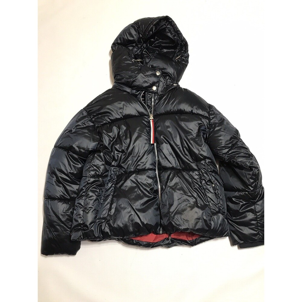 Tommy Hilfiger Men's Navy Hooded Down Puffer Jacket Full Zip Pockets XS